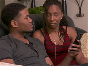 ebony couple finds a drama free nymph to have a hot 3 way